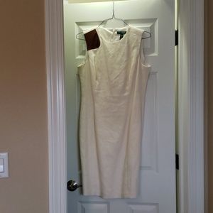 Ralph Lauren linen dress with brown leather accent